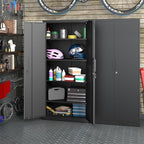 LUCYPAL 72" H Garage Storage Cabinet,Metal Storage Cabinet with Doors and 4 Adjustable Shelves,Steel Locking Cabinets for Home Office,Garage,School,Black