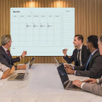 Magnetic Glass Whiteboard - 48"x36" Frameless Dry Erase Board with Monthly Calendar for Office, School, and Home