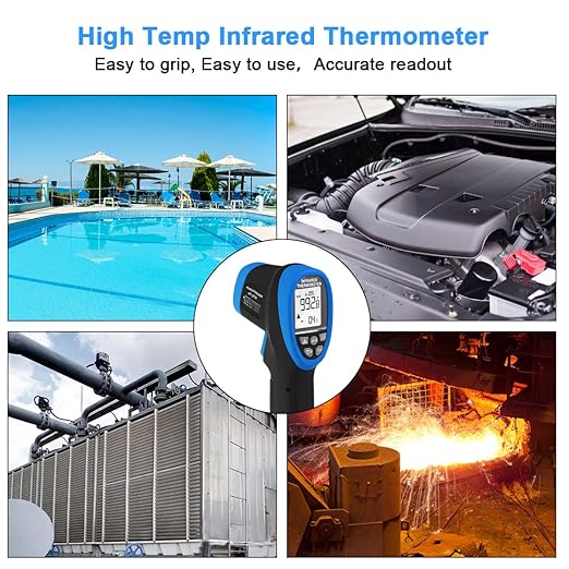 High Temp Infrared Thermometer -58℉~2732℉ Industrial Pyrometer 30:1 Digital IR Temperature Gauge,Non-Contact High Temperature Gun for Kiln,Forging,Engine,Industry and Home Repair.