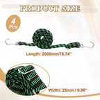 uxcell 4Pcs Adjustable Bungee Cords with Hooks, 79 Inch Flat Heavy Duty Elasticity Straps Rubber Bungee Cords with Buckle for Outdoor, Camping, Tarp, Bike Rack, Luggage, Black Green