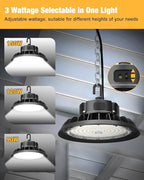UFO LED High Bay Light 150W 6 Pack, High Bay LED Shop Light 22,500LM 0-10V Dimmable, 5' Cable with US Plug, Hanging Hook, Safe Rope, ETL Listed High Bay Light for Warehouse Factory Barn Shop