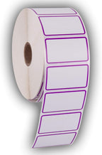 2.25" X 1.25" Direct Thermal Perforated Stickers Labels for Barcodes, Address, Consignment - Compatible with Zebra, Rollo, Godex and More (Purple Border, 12 Rolls)