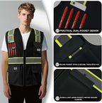 BeautyWill 10/20 Pack Custom Logo Safety Vest,Bulk High Visibility Class 2 Reflective Work Vests