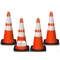 Pyle Traffic Cones, 4-Pack PVC with Heavy-Duty Base, High-Visibility Safety Cones with Stackable Design for Parking, Roadwork, Construction Zones, & Outdoor Weather-Resistant Use, 28"