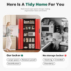 Greenvelly 63" H Metal Storage Cabinet Black Red, Locking Metal Cabinet, Store Tools, Clothes, Tableware and Toiletries, Garage Cabinets with Adjustable Shelves for Office, Home, Garage, Pantry