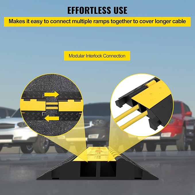 Happybuy 5 Pack Rubber Cable Protector Ramp 2 Channel Heavy Duty 66000lbs Load Capacity Cable Wire Cord Cover Ramp Speed Bump Driveway Hose Cable Ramp Protective Cover