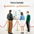 6 PCS Gold Stanchion Posts,Red Carpet Safety Barrier,Crowd Control Barriers,5 ft Red Velvet Rope Carpet Ropes,Stainless Steel Gold Stanchions,Line Dividers for Parties,Weddings,Museums