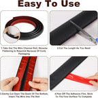 16.4 FT Floor Cord Cover, Self Adhesive Cord Hider, Hide Electric Wire on Carpet, Power Cable Protector, Cord-Runner Protective 0.47" (W) x 0.29" (H), Black