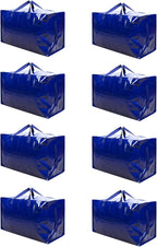 VENO 8 Pack Moving Bags and Large Christmas Decoration Storage Bins with lids. Alternative to Moving Boxes, Packing Supplies for College. Heavy Duty Totes (Blue, 8 Pack)