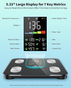 arboleaf Smart Scale for Body Weight and Fat, High-Precision Digital Bathroom Scale with 4-Electrode BIA, 7-in-1 Display for BMI Body Fat Muscle Mass, 14 Metrics in App, Trend Tracking, Max 400lb