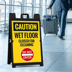 Caution Wet Floor Closed for Cleaning Do Not Enter Sidewalk Sign Kit, 24x36 Inches, with A Frame Stand, Made in USA