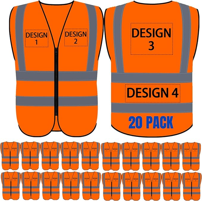 BeautyWill Custom Logo Safety Vest S,M,L,XL,2XL,3XL,4XL Personalized Safety Vest High Visibility Apparel