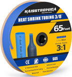 haisstronica 3:1 Heat Shrink Tubing, Shrink Ratio Adhesive Lined Marine Grade Heat Shrink Tube for Home, Automotive and Industrial (Blue) 65FT 3/8inch