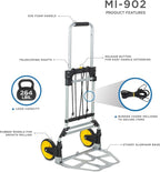 Mount-It! Folding Hand Truck and Personal Dolly, Aluminum Trolley, Heavy Duty 264 Lb Capacity Cart, Dolly Cart with Wheels of Durable Rubber, Soft Grip Telescoping Handle for Indoor Outdoor, Foldable