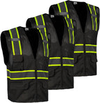 FONIRRA 3 Pack Hi Vis Safety Vest for Men with 8 Pockets,Hi Vis Reflective Mesh Vest for Men for Construction
