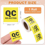 PATIKIL 360 Pcs 1 Roll QC Hold Labels, 1.5 Inch Square Inventory Control Adhesive Round Labels Food Service Quality Control Stickers for Warehouse Management Inspection, Yellow