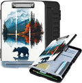 Clipboard with Storage Box & Pen Holder,Heavy Duty Clip Boards 8.5x11 for Nursing,High Capacity,School & Office Supplies,Mountain Bear Autumn