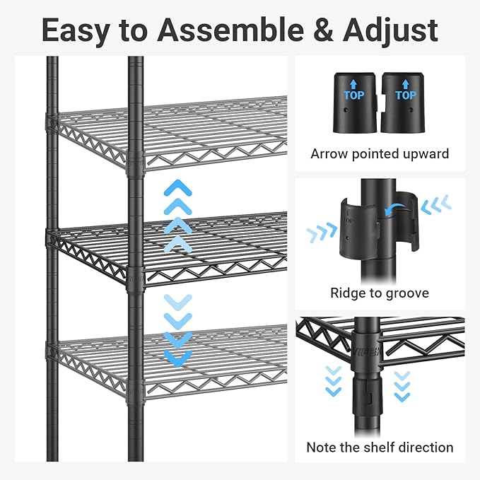 VIPEK R2 Plus Rolling Garment Rack 3 Tiers Adjustable Wire Shelving Clothes Racks with Wheels, Freestanding Wardrobe Storage Rack Heavy Duty Metal Clothing Racks for Hanging Clothes, White