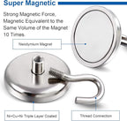 DIYMAG Strong Neodymium Magnetic Hooks, 120lbs Heavy Duty Rare Earth Magnets with Hook,Strong Corrosion Protection Facilitate Hook Pack of 6