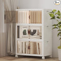 Extra Large Stackable Storage Bins with Lids & Wheels, Foldable Plastic Storage Bins (White, 165QT-55QT/14GAL*3Pack)