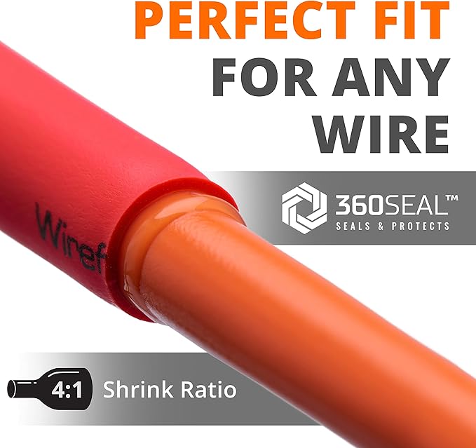 Wirefy 1-1/2" Heat Shrink Tubing - Large Diameter - 4:1 Ratio - Adhesive Lined - Industrial Heat-Shrink Tubing - 50 Feet Roll - Red