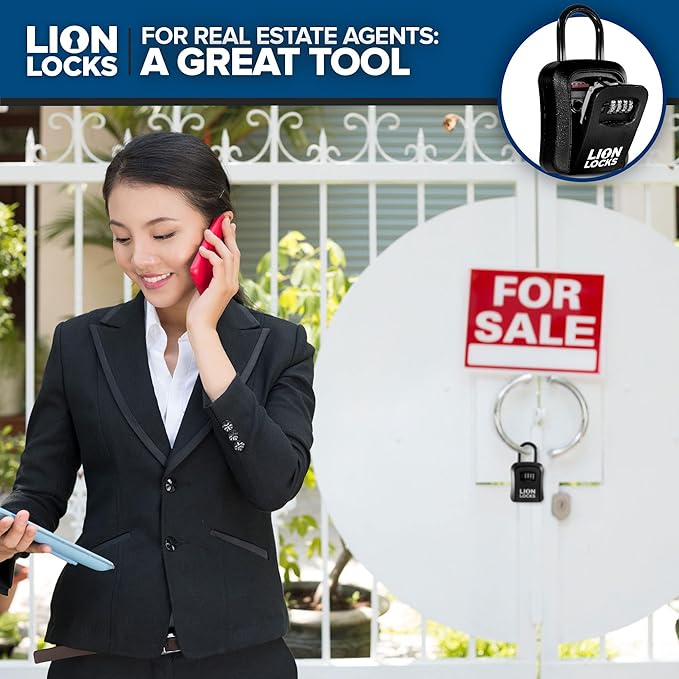 Lion Locks Lock Box for Keys, 6 Pack Black - Secure Key Safe Solution with Combination Lock for Homes, Real Estate, Businesses, Gyms, Schools