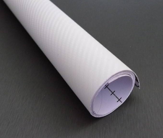 F & B LED LIGHTS White 3D Carbon Fiber Film Twill Weave Vinyl Sheet Roll Wrap (72" X 60", White)