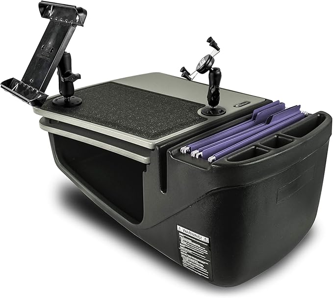 AutoExec AE-GMCD-PI-PM-TAB-GT GripMaster Car Desk for Your Vehicle Workstation and Mobile Office, Grey with 400 watt Power Inverter, Phone Mount and Tablet Mount
