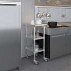 AmGood Stainless Steel Work Table with 2 Shelves and Casters | Metal Utility Table On Wheels (Stainless Steel Work Table with 2 Shelves + Casters, 15" Long x 24" Deep)