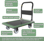 WUD Push Cart, Folding Mobile Platform Trolley,Thickened and Reinforced, 360° Swivel Wheels,30.3 “L x 19.7 ”W, 900 lb. Green Dolly cart with Wheels