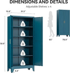 COFaR 71" Pantry Cabinet in Peacock Blue, 5-Tier Storage with Adjustable Shelves, Modern Statement Cupboard for Kitchen, Bathroom & Living Room
