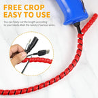 Spiral Cable Wrap, 16.4ft, 33ft Wire Protection Sleeve Cover Cable Organizer Pipe Flexible Spiral Wrap Winding Tube Prevent Cat from Chewing Cables (Red, 8mm (5/16")-16.4ft)