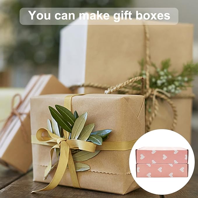 Green Recyclable Cardboard Small Gift Mailer Boxes for Shipping Packaging Craft Mother's Day Gifts Giving Products (Pink, 7.2 x 5.2 x 2 Inch)