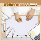 Henoyso 4 Pcs 11x17 Clipboard Wooden Lap Board with Low Profile Clip Brown Double Landscape Clip Hardboard Drawing Board Landscape Horizontal Large Clipboard for Desk Paper Sketching Art Supplies