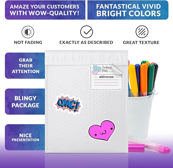 ABC PACK & SUPPLY Poly Bubble Mailers, 9.5 x 13.5 Inch. Pack of 100 White Padded Envelopes Self Seal. Tear-Proof Gift Bubble Envelopes. Waterproof Packaging for Small Business. Cushioning Book Mailers