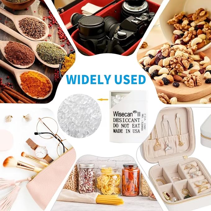3 Gram 250 Pack Silica Gel Canister, Desiccant Canister, Silica Gel Capsules, Desiccant Capsules, Moisture Absorbers for Food Storage, Food Safe Dehumidifiers Wisecan