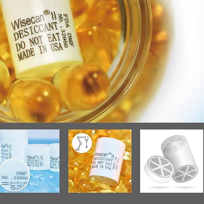 3 Gram 1500 Pack Silica Gel Canister, Desiccant Canister, Silica Gel Capsules, Desiccant Capsules, Moisture Absorbers for Food Storage, Food Safe Dehumidifiers Wisecan