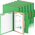 Skyygemm 12 Pack Classification Folders Letter Size Bulk with Divider and 2" Expansion, Pressboard Folder with 2 Prong Fasteners for Teachers, Clergy, Office, Church, Christmas Donations(Green)