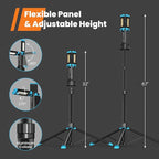 5000 Lumen Work Light with Stand, GoGonova 67'' Rechargeable Cordless Work Light with Triple LED Lamps, 1200/2500/5000 Lumen, 4500/7000K Dimmable Led Work Light Kit with Detachable Tripod
