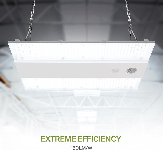 ASD LED Linear High Bay Light Fixture, Commercial Shop Lighting | Dimmable, Power Adjustable, DLC Premium, UL Listed | 100W 15000LM 5000K 100-277V | Warehouse, Garage, Workshop Lamp | White
