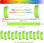 1200 Pcs Plastic Paper Wristbands for Events Neon Color Wrist Bands Concert Identification Wristbands Paper Bracelets Wristbands Party Hand Bands (Fluorescent Green)