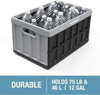 CleverMade Collapsible Storage Bins with Lids - Obsidian 3 Pack 46L- Plastic Containers Stackable Organization Crates Home Closet Space-Saving Durable