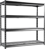 The Atlas 72" W Heavy Duty Garage Shelving Load 8000 Lbs, 4 Tier Metal Storage Shelves, Adjustable Industrial Steel Rack for Warehouse Basement Shop, 72" W x 24" D x 72" H, Black