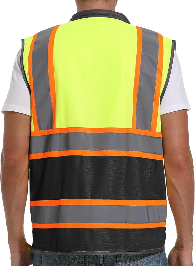 Reflective Safety Vest for Men and Women - High Visibility Construction Vest - Dual Tone Reflective Strips