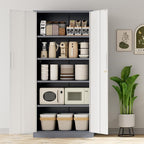 INTERGREAT Metal Storage Cabinet, 72" H Lockable Steel Cabinets with Locking Doors, Storage Locker with Adjustable Shelves for Office, Home, Garage, Gym, School (White Grey)