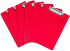 Plastic Clipboards (Set of 6) Multi Pack Clipboard (Red) Strong 12.5 x 9 Inch | Holds 100 Sheets! Acrylic Clipboards with Low Profile Clip | Cute Aesthetic College School Supplies for Girls and Boys