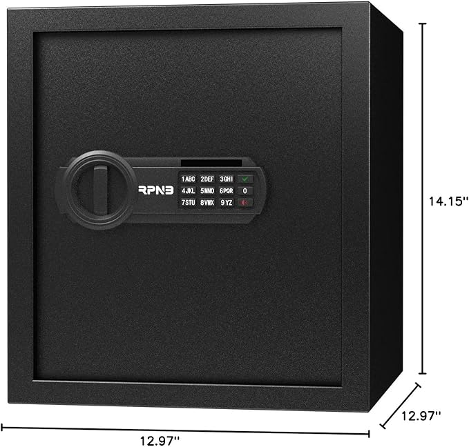 RPNB Deluxe Safe and Lock Box,Digital Keypad Safe Box,Steel Alloy Small Safes, Keypad Lock,Perfect for Home Office Hotel Business Jewelry Cash Use Storage,1.2 Cubic Feet
