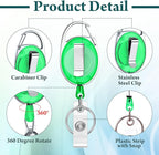 Laumoi 80 Packs Retractable ID Badge Holder Name ID Badge Reel Clips Keychain with Belt Clip and Key Ring for Office Worker Doctor Nurse Employee (Transparent Green)