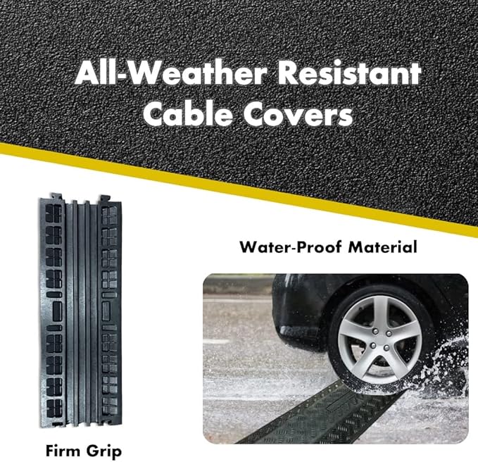 Kable Kontrol Drop Over Floor Cord Cover – 40” Inch Long 3 Channel Cable or Wire Protector – 30 Pcs Bulk Pack - Rubber Ramp for Indoor and Outdoor Use – Black
