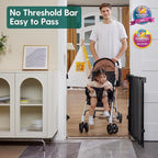 Babelio Baby Gate for Stairs & Doorways, 26-43" W 34" H Extra Tall| No Bottom Bar| Easy Installation| One-handed Operation| Auto-close| Hardware Mount (Drill Needed) Safety Dog/Pet Gate Indoor (Black)